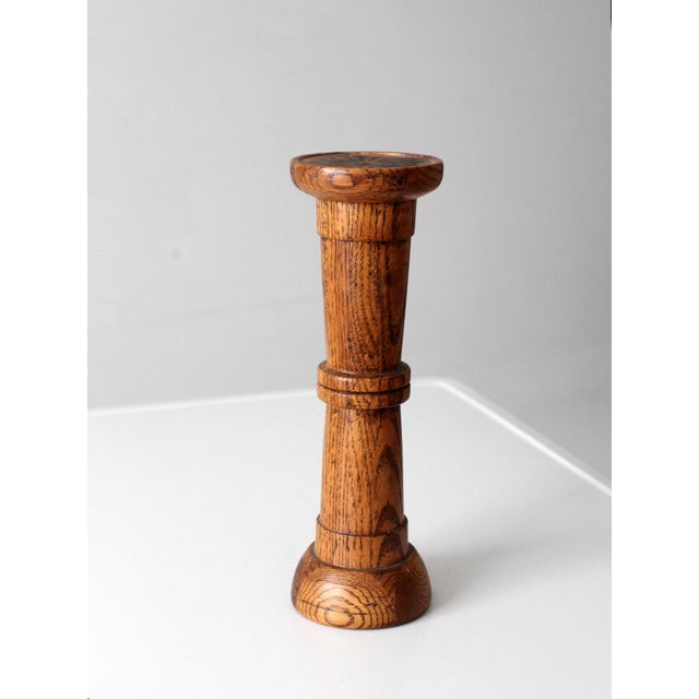 Wood Vintage Oak Pedestal Stand For Sale - Image 7 of 9