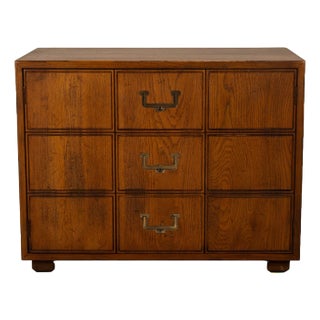 1970s Henredon Artefacts Campaign Style Cabinet Low Chest For Sale