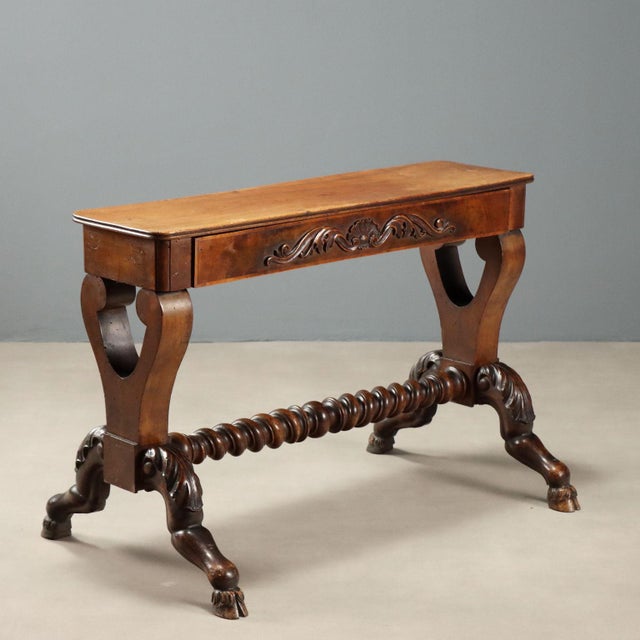 Small Antique Italian Side Table in Carved Walnut For Sale - Image 12 of 12
