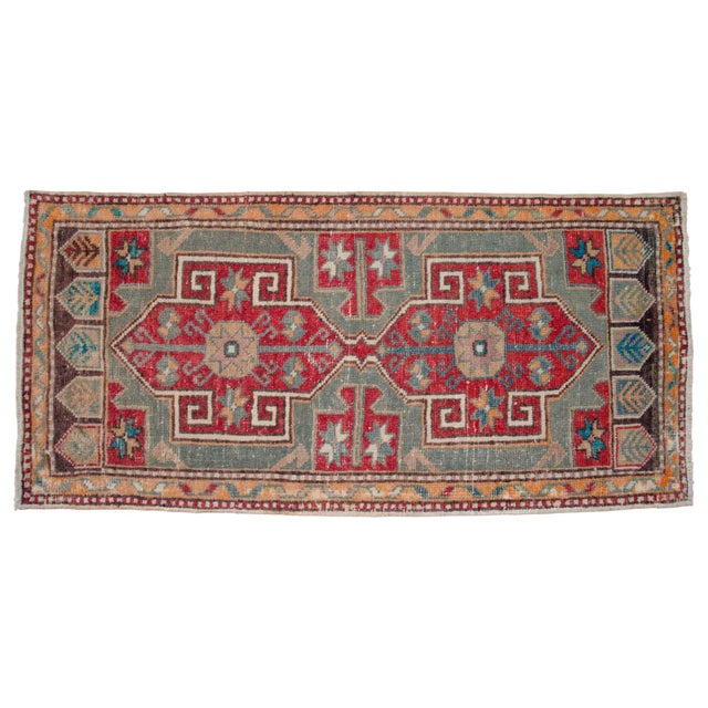 1960s Hand Knotted Turkish Rug Door Mat, Entryway Rug, Bath Mat, Kitchen Decor, Small Runner Rug,- 1′10″ × 3′10″ For Sale - Image 6 of 8
