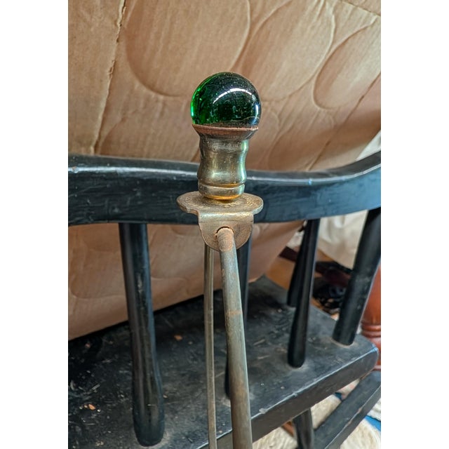 Vintage Mid Century Atomic Ceramic Lamp Base Light Lime Green and Gold With Marble Finial 1950s For Sale - Image 17 of 18