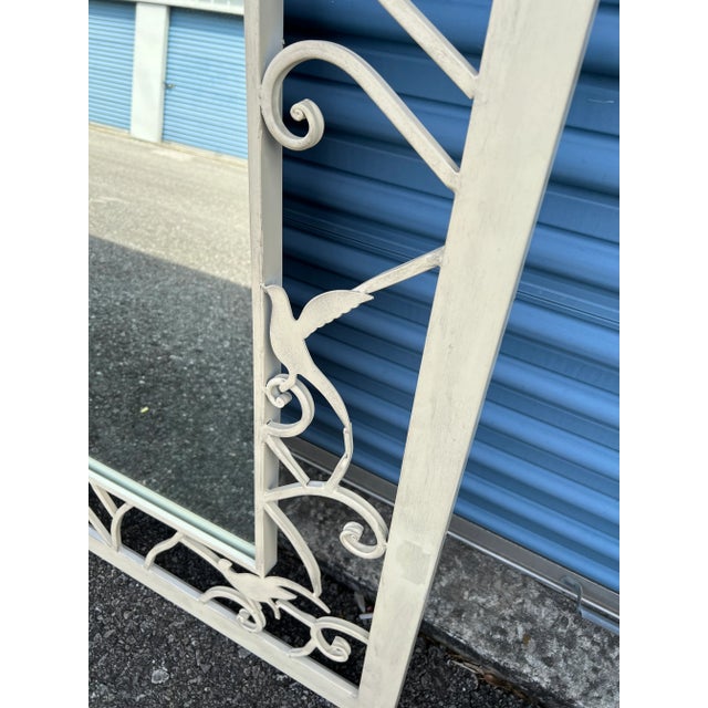 Art Deco Contemporary Large Ballard Design White Metal Mirror For Sale - Image 3 of 9