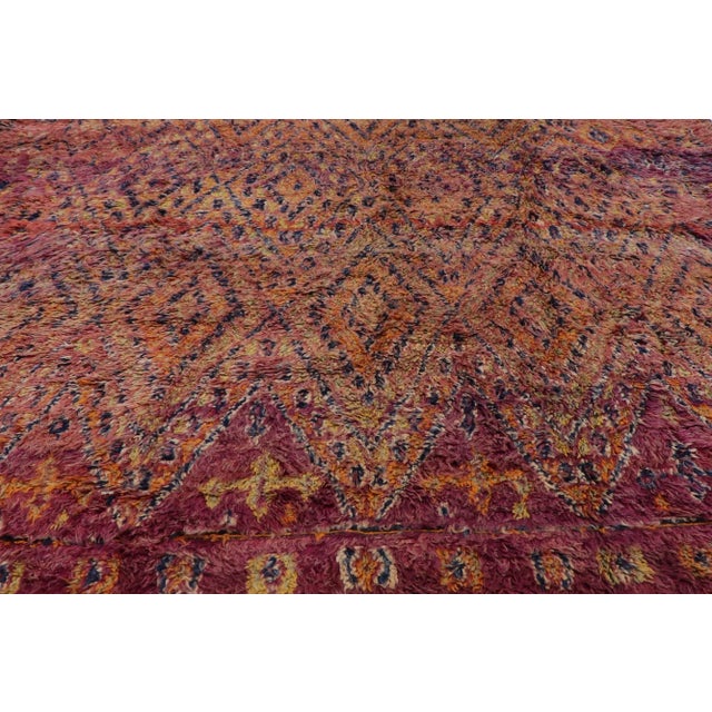 Berber Tribes of Morocco Late 20th Century Vintage Beni MGuild Moroccan Rug, 07'02 X 09'00 For Sale - Image 4 of 12