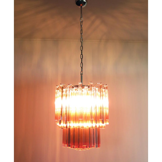 Murano Chandelier 107 Pink Triedri , 1990 For Sale - Image 9 of 18
