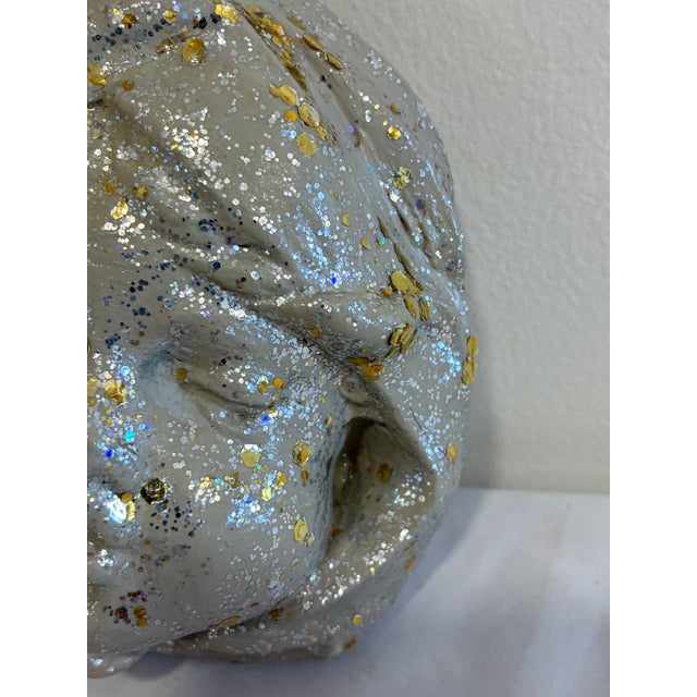 Vintage Chalkware Sleeping Child Wall Plaque With Glitter Accents For Sale In Oklahoma City - Image 6 of 8