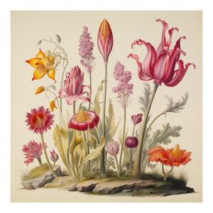 20' X 20' 'Flowers' Botanical Print #5 - 'Hortus Floridus' Style, Unframed