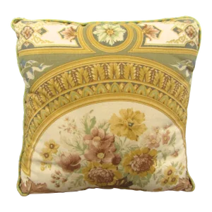 Etro Italy Home Collection Decorative Gold Floral Pillow