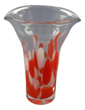 Modern Red and White Spotted Murano Glass Vase, 1970s