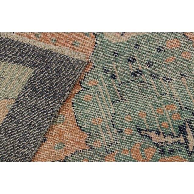 Textile Vintage Zeki Müren Rug in Blue & Orange Patterns, From Rug & Kilim For Sale - Image 7 of 7