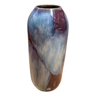 Gene Farkus Ceramic Vase With Variegated Glaze For Sale