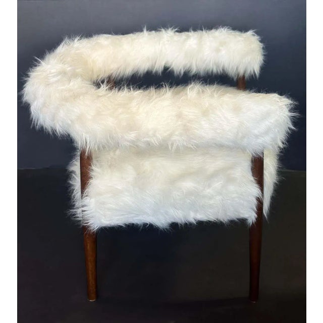 Italian Pair of Italian Faux Goat Armchairs in the Style of Nanna Ditzel, Circa 1970's For Sale - Image 3 of 7