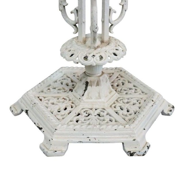 Oscar Bach Painted Bronze Figural Crowned Mask, Grape & Leaf Plant Stand C1920 For Sale - Image 6 of 7