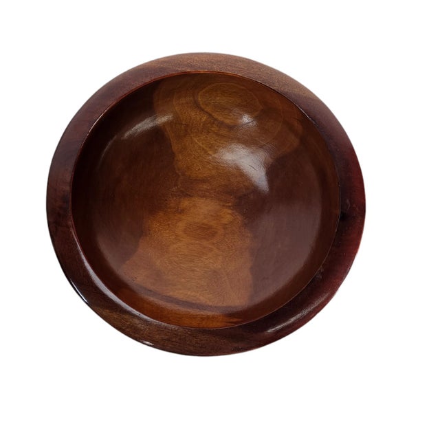 Wood Hand Turned Teak Wood Salad Serving Bowl Set of 6 For Sale - Image 7 of 11