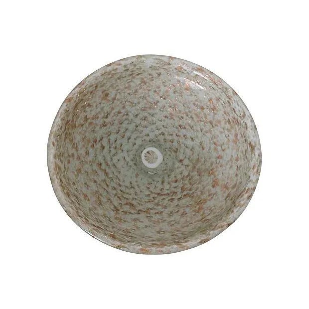 Alfredo Barbini C1960's Italian Alfredo Barbini Large Hand-Blown Murano Footed, Tazza Bowl, White & Clear With Gold Leaf & Bronze Inclusions For Sale - Image 4 of 10