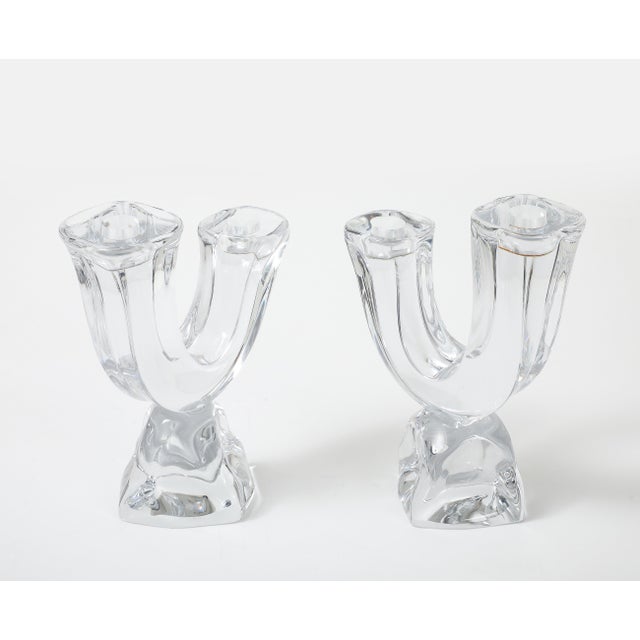 1970's Daum France Crystal Glass Candle Holders - A Pair For Sale - Image 11 of 12