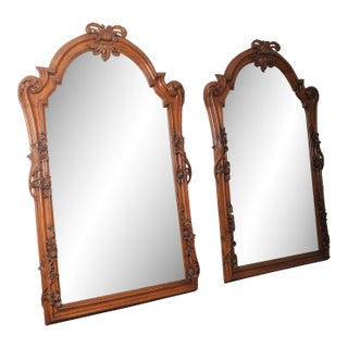 Pair of 19th Century French Carved Walnut Rococo Revival Oversized Floor Mirrors For Sale