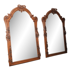 Pair of 19th Century French Carved Walnut Rococo Revival Oversized Floor Mirrors