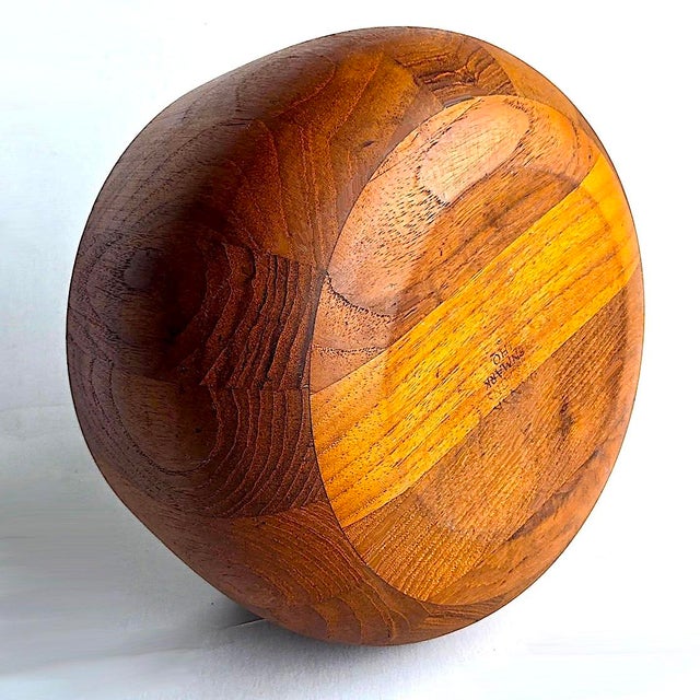 1960s Jens H Quistgaard "Tulia" Staved Teak Bowl For Sale - Image 10 of 12