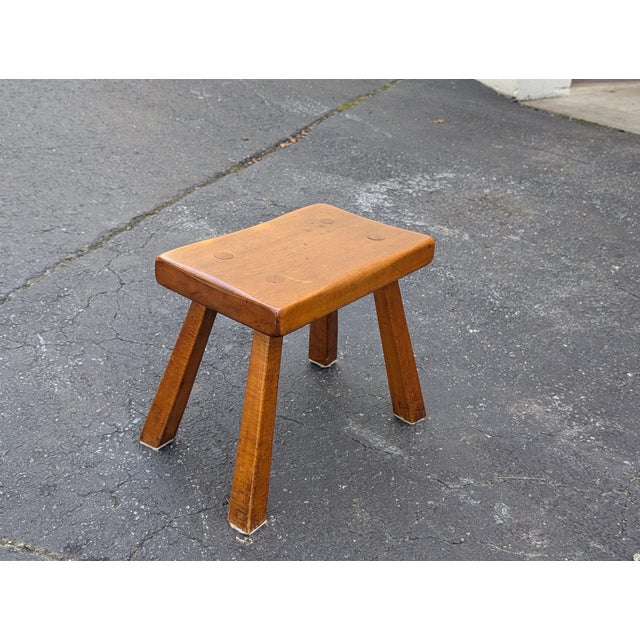 Brutalist 1960s Vintage Solid Wood Brutalist Stool, Dutch Design For Sale - Image 3 of 7
