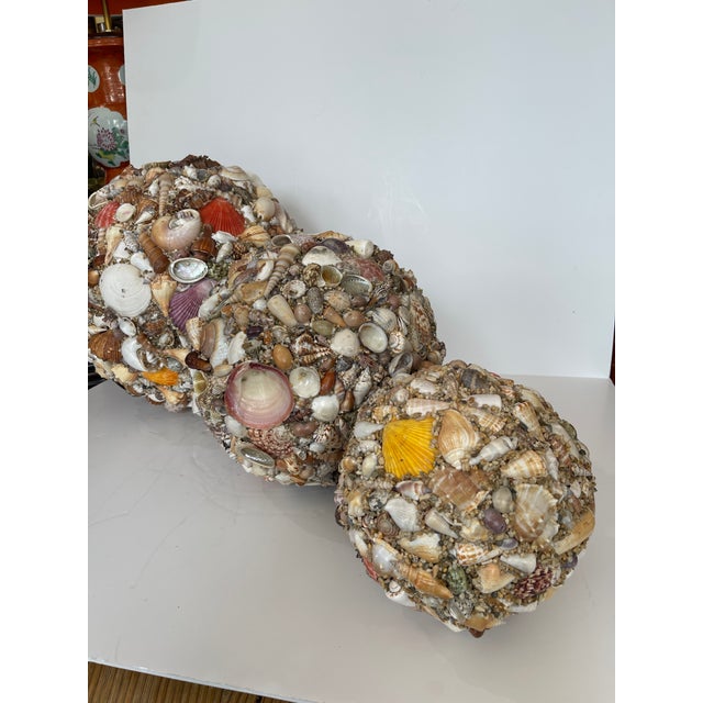 Just in, this great looking decorative set of 3 Vintage Seashell Balls or Spheres, Hand Crafted . Very decorative and in...