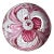 1990s Pink and White Paperweight With Alternating Colored Ribbons of Glass With a Millifiore Center For Sale