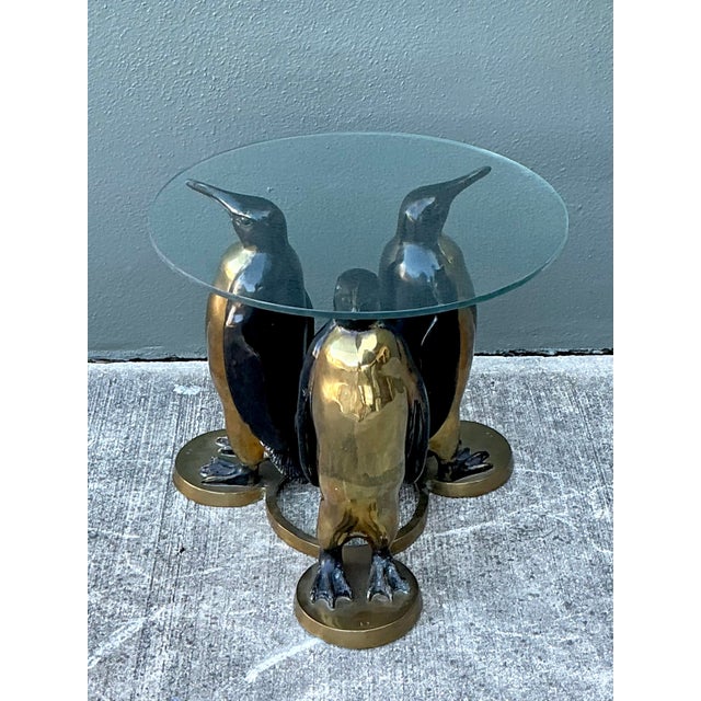 Contemporary Vintage Bronze and Brass Penguin Table After Joseph D’aste For Sale - Image 3 of 12
