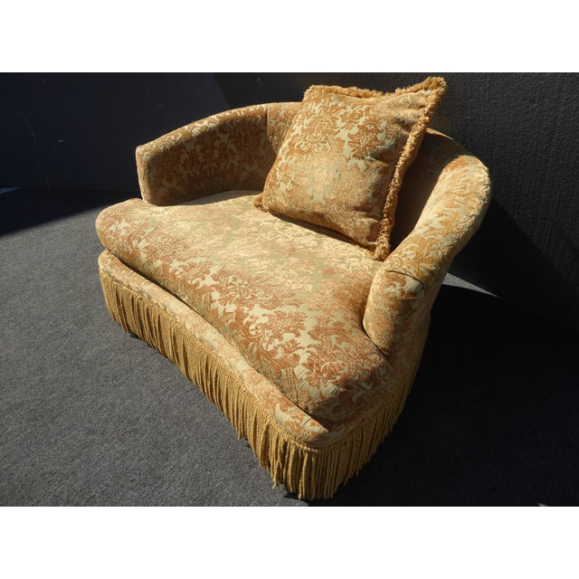 Gold Velvet Loveseat Accent Chair & Ottoman by Key City ...