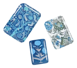 Kalamkari Blue Trays, Set of 3