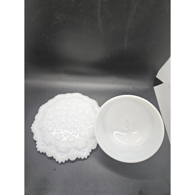 Westmorland Vintage Westmoreland Old Quilt Milk Glass Cheese or Butter Dish/Lid For Sale - Image 4 of 4
