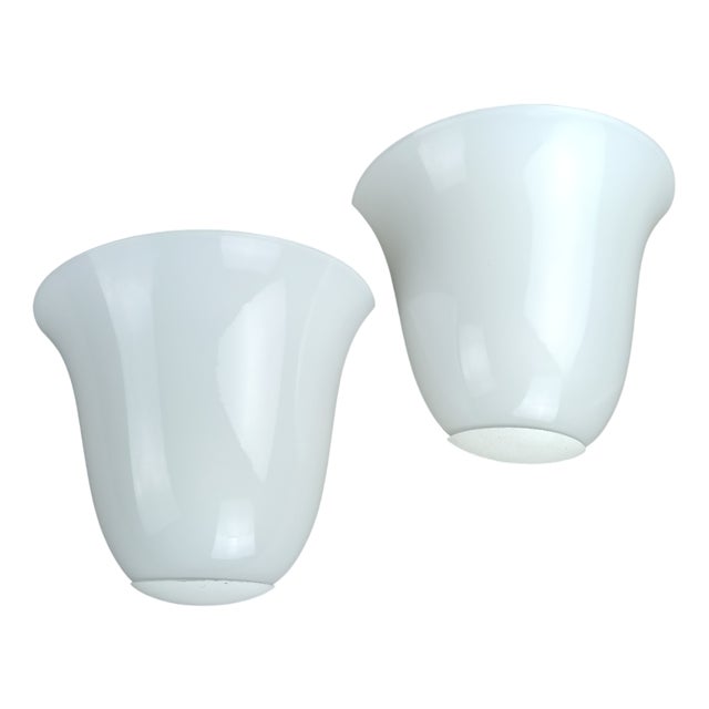 Half-Bell Wall Sconces in Opaline Glass, France, 1970, Set of 2 For Sale