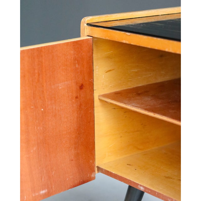 Vintage Bedside or End Table with Glass Top from Diele&Flur, Germany, Late 1950s For Sale - Image 3 of 7