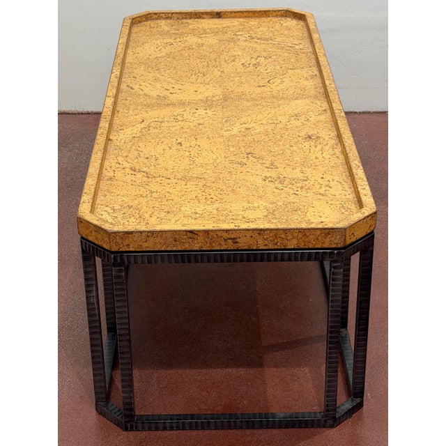 French Modern Style Cork-Top Cocktail Table with Wrought Iron Base, France For Sale - Image 14 of 15
