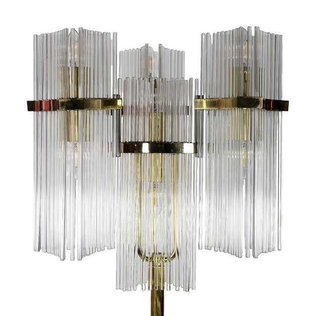 Italian Brass and Glass Floor Lamps by Gaetano Sciolari, 1970s, Set of 2 For Sale - Image 6 of 9