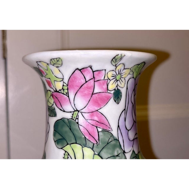 Ceramic Late 20th Century Hand Painted Chinese Vase For Sale - Image 7 of 11