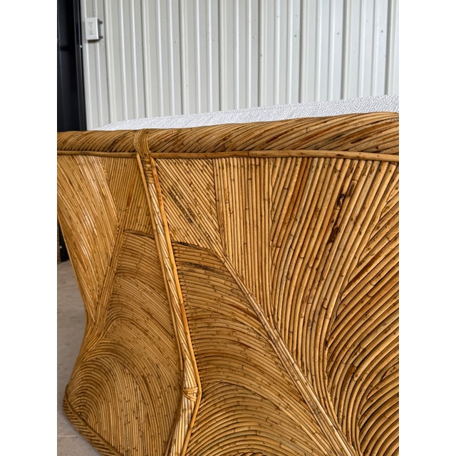 Mid-20th Century Organic Modern Pencil Rattan Custom Upholstered Loveseat For Sale - Image 9 of 12