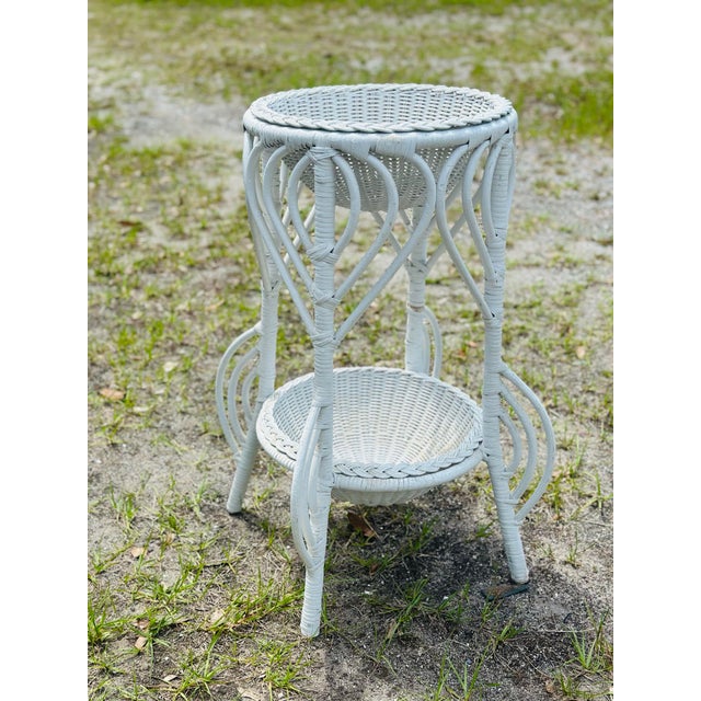Coastal Vintage Wicker Plant Stand For Sale - Image 3 of 5