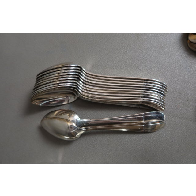 1930s Art Deco Style Silver-Plated Metal Cutlery Service, 1930s, Set of 99 For Sale - Image 5 of 9