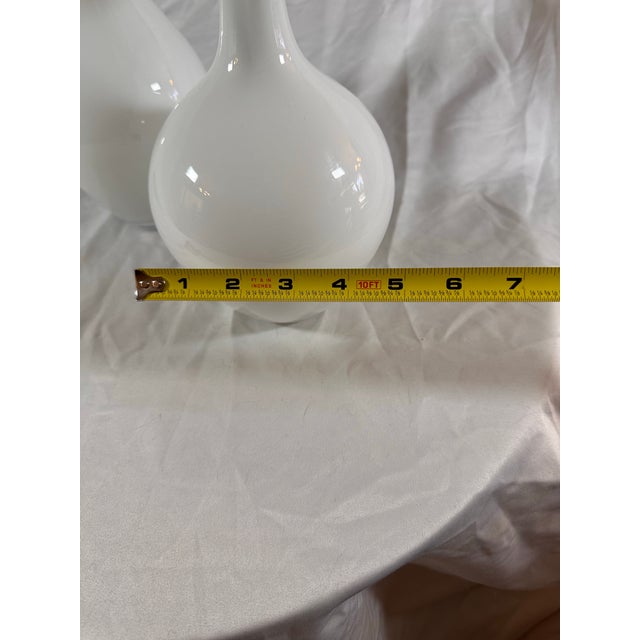 Mid-Century Modern A Beautiful Pair of White Glass Bed Vases For Sale - Image 3 of 8