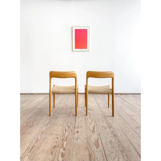 Mid-Century Modern Set of Mid-Century Modern Danish Model 75 Chairs in Oak by Niels O. Møller for J.L. Mollers Møbelfabrik, 1950s For Sale - Image 3 of 18