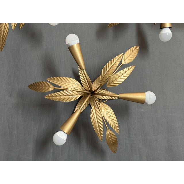 Iron Floral Ceiling Lamps, Spain, 1950s, Set of 3 For Sale - Image 3 of 10