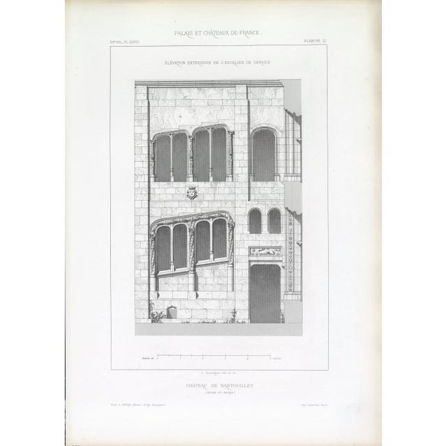 1867 Palais, Châteaux, Hôtels Et Maisons De France – Château De Nantouillet – Full Suite of 13 Original Architectural Engravings and French Text For Sale - Image 15 of 16
