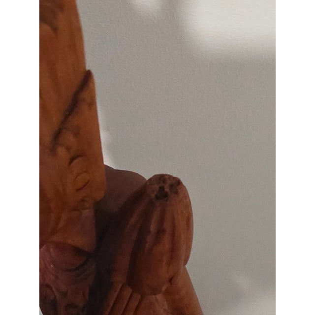 Vintage Mid-Century Balinese Modernist 23.5-Inch Temple Maiden With Lotus For Sale - Image 11 of 12