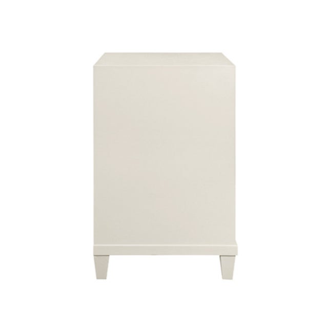Not Yet Made - Made To Order Matthew Izzo Home Novalie Antique White Matte Lacquer Fluted Front Two Drawer Side Table With Antique Brass Drawer Pulls For Sale - Image 5 of 7