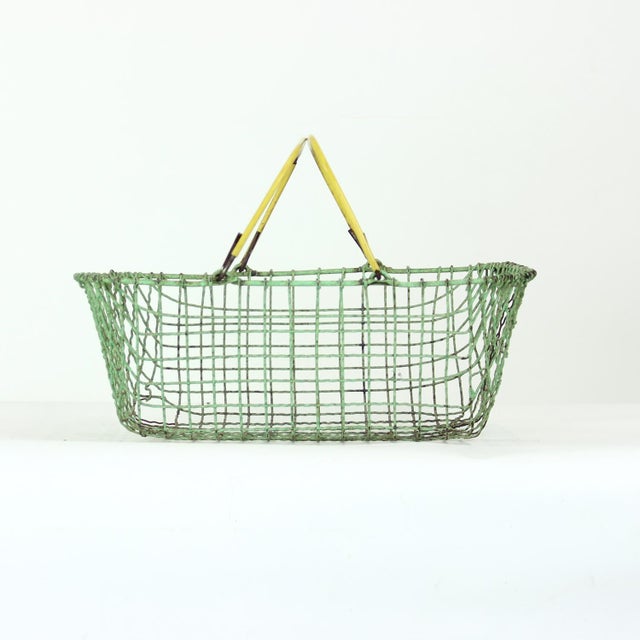 Green Vintage Czechoslovakian Wire Shopping Basket, 1960s For Sale - Image 8 of 8