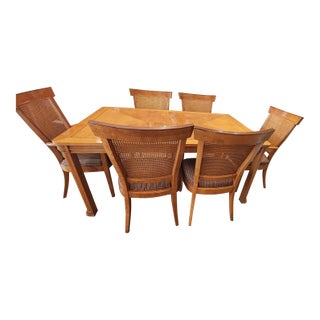 Hickory White Co. Biedermeier Style Genesis Dining Set, Includes Table ( 1Leaf Extension) and Pads) With Six Chairs $4500 For Sale