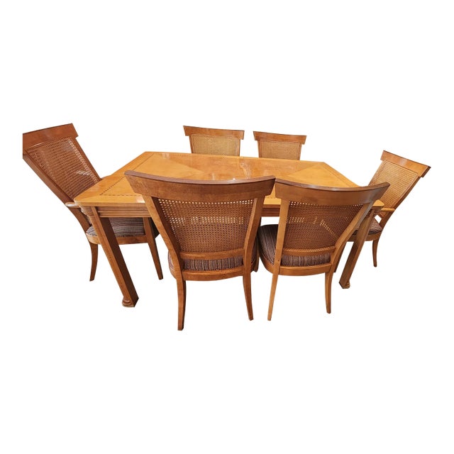 Hickory White Co. Biedermeier Style Genesis Dining Set, Includes Table ( 1Leaf Extension) and Pads) With Six Chairs $4500 For Sale