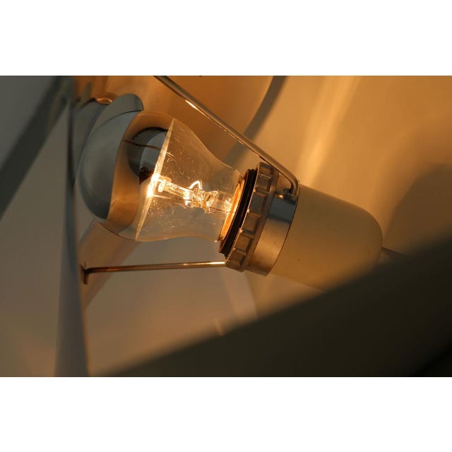 Italian Space Age Hanging Lamp Amp with White Painted Metal & Chrome Shields, 1970s For Sale - Image 9 of 18