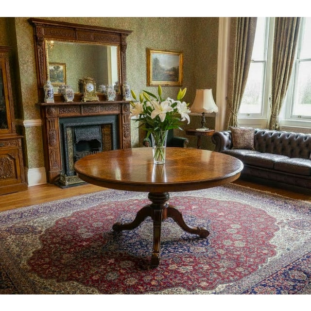 A splendid Victorian period burr walnut centre, or supper, table by Gillows of Lancaster. Very well constructed in solid...