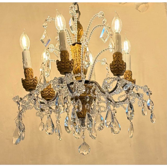 Eloquence Petite Genovese Six-Light Chandelier, Aged Gold For Sale - Image 4 of 13