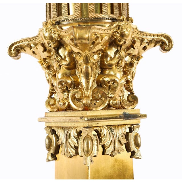 Antique French Ormolu Corby Castle Table Lamps, 1850, Set of 2 For Sale - Image 9 of 18